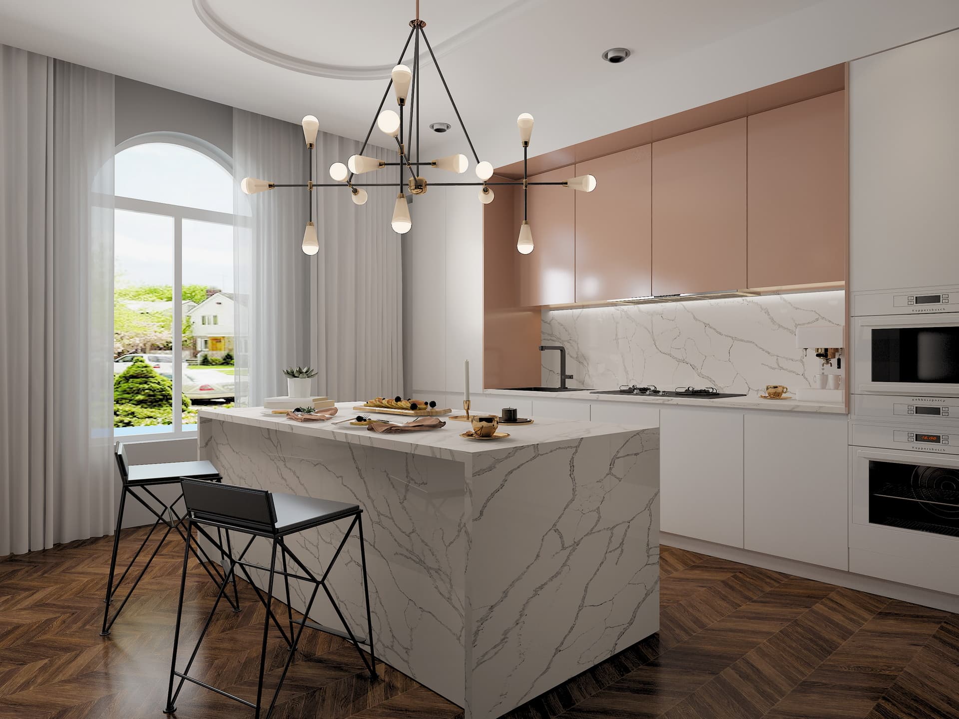 Linnstone Calacatta Quartz 6020 Vatna White: Beautiful White with Brown Veins