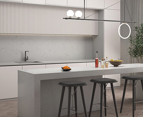 Calacatta Quartz 6501 Milford White for Countertops and Backsplashs