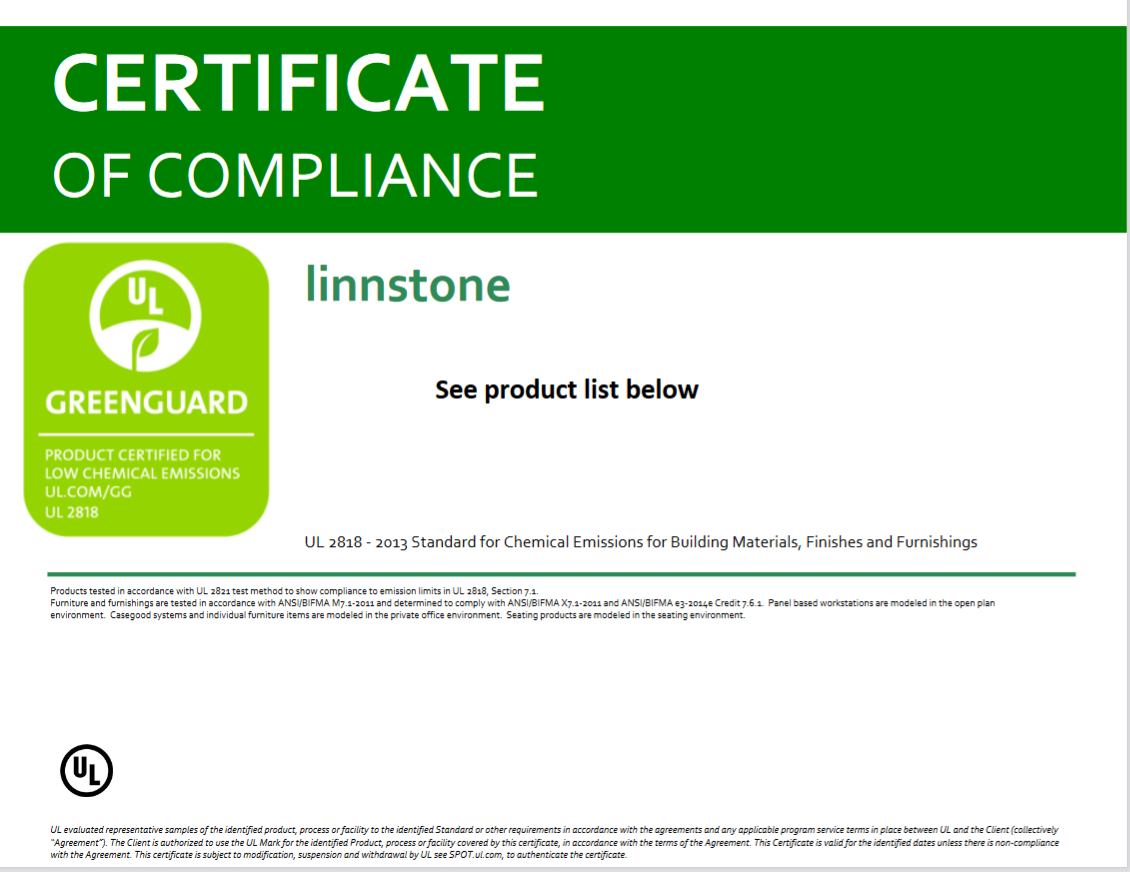 The Cover of GREENGUARD Certification for Linnstone Quartz