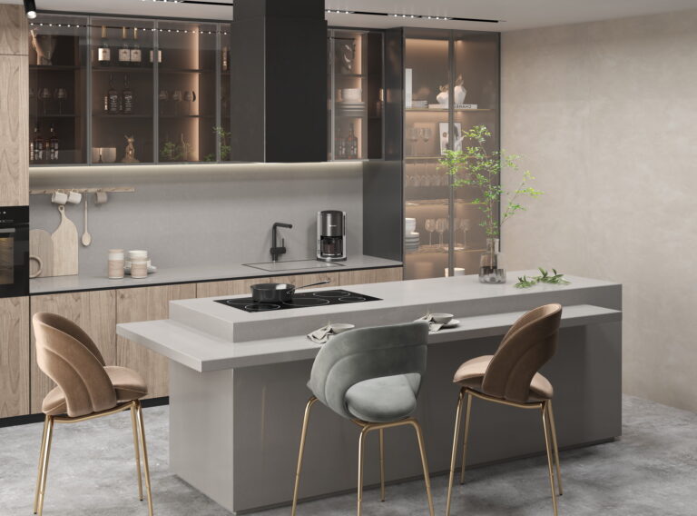 linnstone quartz 1100 Merapi Gray-kitchen countertops and backsplashes