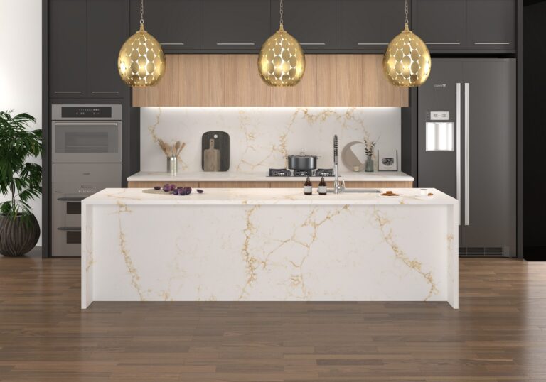 linnstone quartz 5167 Sahara Ridge-kitchen countertops and backsplashes