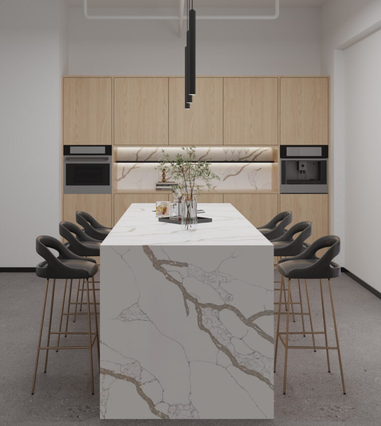 linnstone quartz 6019 Vatna Sunset-kitchen countertops and backsplashes