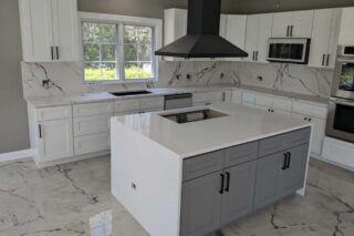 Linnstone Surfaces 6022 Punaluu and 1010 Tahiti White