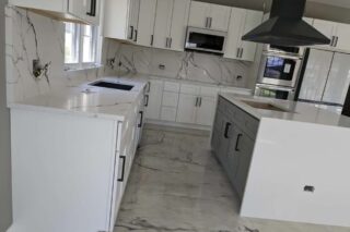 Linnstone Surfaces 6022 Punaluu and 1010 Tahiti White